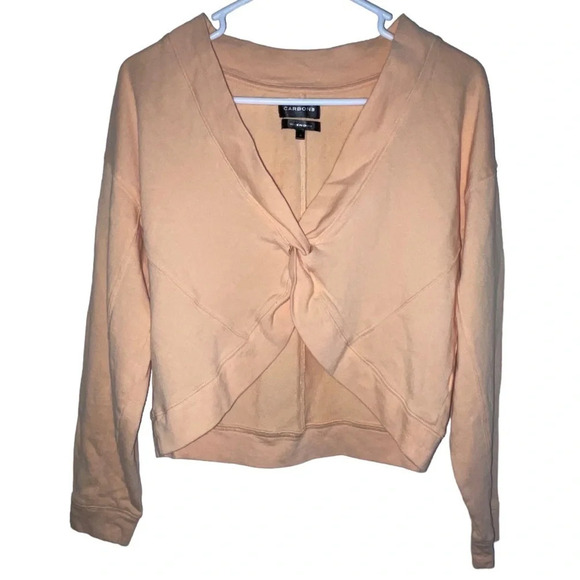 Carbon38 Tops - Carbon38 Twist Front Long Sleeve Crop Sweatshirt Size Small Peach Orange Comfort